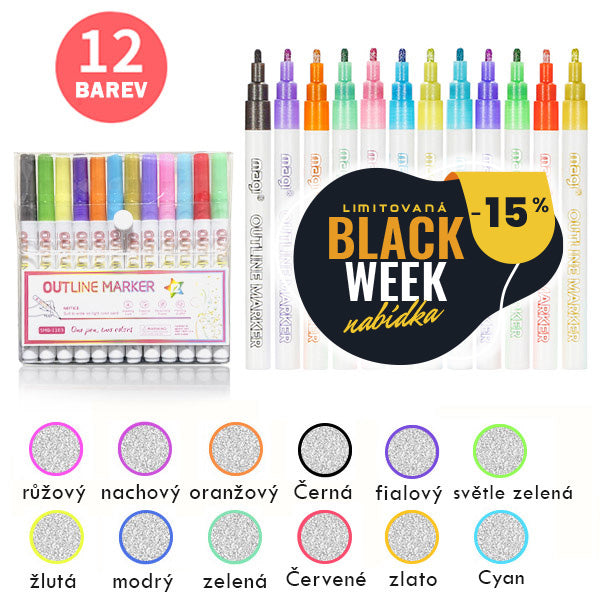 Sada barvicích per se stříbrným konturem