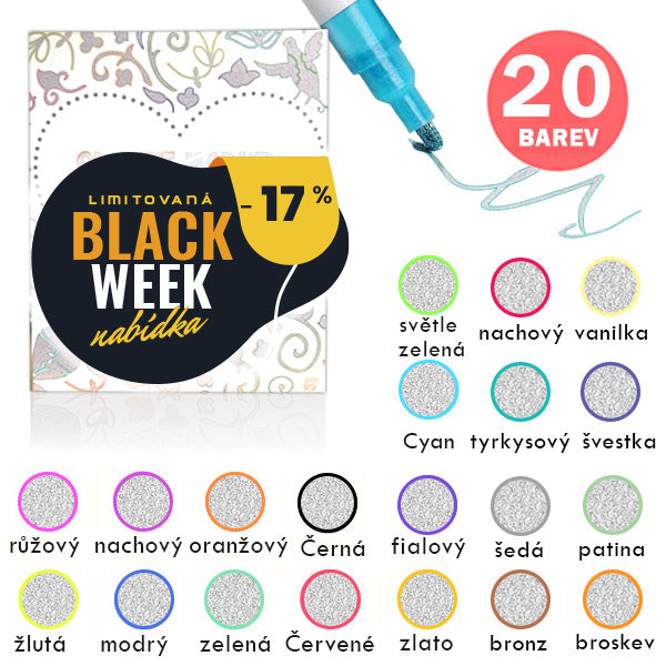 Sada barvicích per se stříbrným konturem