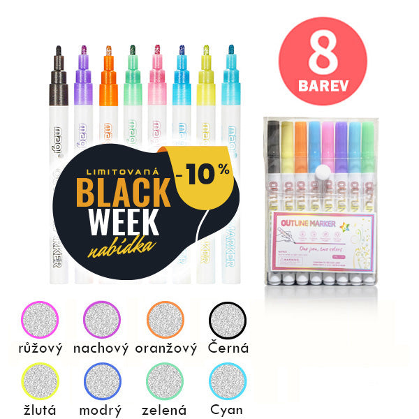 Sada barvicích per se stříbrným konturem